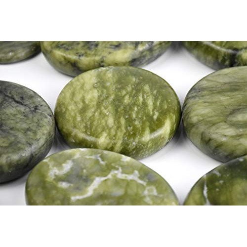 Windfulogo 16Pcs Large Hot Massage Stones Set Natural Green Jade Heated Warme...