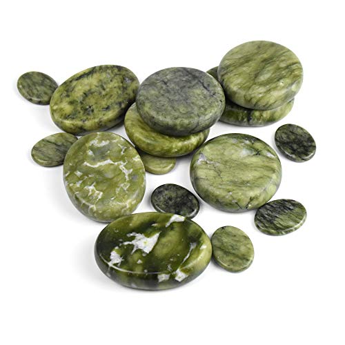 Windfulogo 16Pcs Large Hot Massage Stones Set Natural Green Jade Heated Warme...