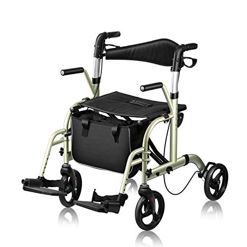 WINLOVE 2 in 1 Rollator Walkers for Seniors with Seat and Wheelchairs for Adu...