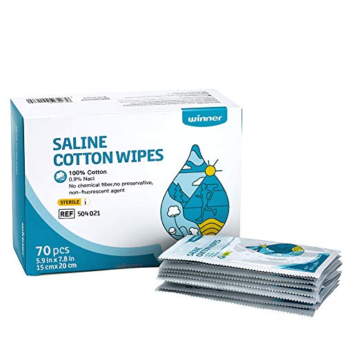 Unscented Baby Saline Wet Wipe, 100% Cotton, Individual Foil Package, Sterili...
