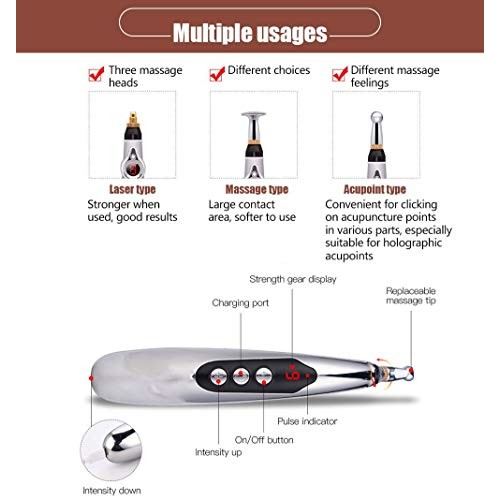 Electronic Acupuncture Pen, USB Rechargeable Pain Relief Electric Meridians E...