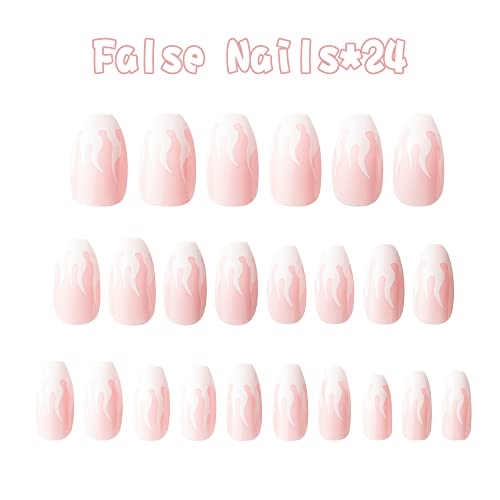 Winnwing Coffin Press on Nails with Designs Glossy Medium Length Acrylic Fake...