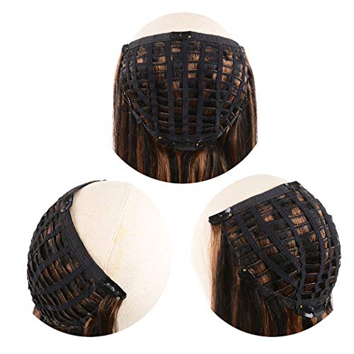 WINSKY 16" Half Wig Real Human Hair Extensions Clip in ombre Natural Black to...