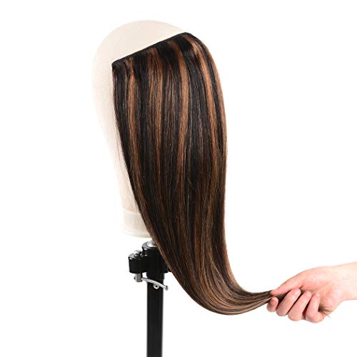 WINSKY 16" Half Wig Real Human Hair Extensions Clip in ombre Natural Black to...