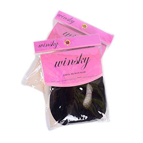 WINSKY 16" Half Wig Real Human Hair Extensions Clip in ombre Natural Black to...