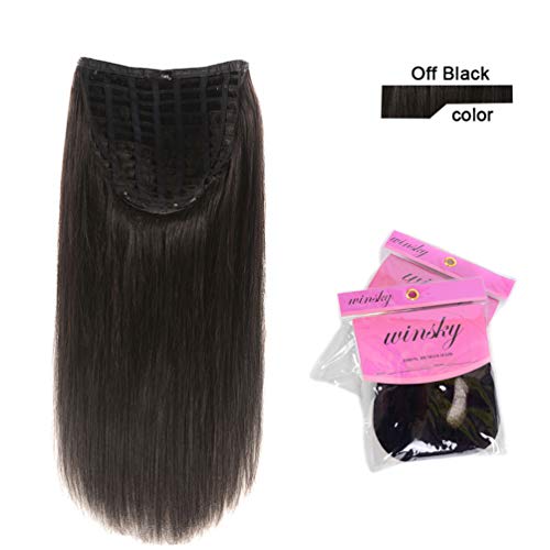 WINSKY 18" Half Wig Real Human Hair Extensions Clip in For Women - Silky Stra...