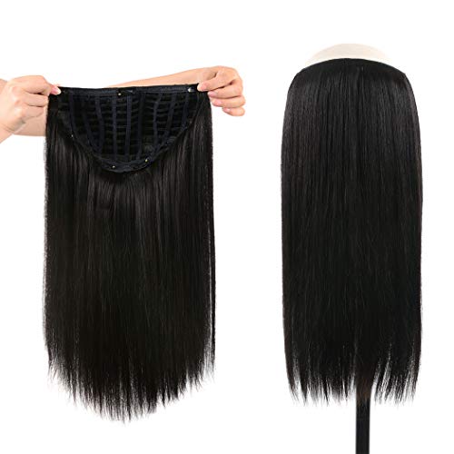 WINSKY 18" Half Wig Real Human Hair Extensions Clip in For Women - Silky Stra...