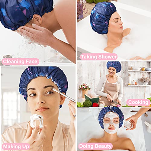 3 Packs Shower Cap, Extra Large & Adjustable & Double Layer Waterproof Hair C...