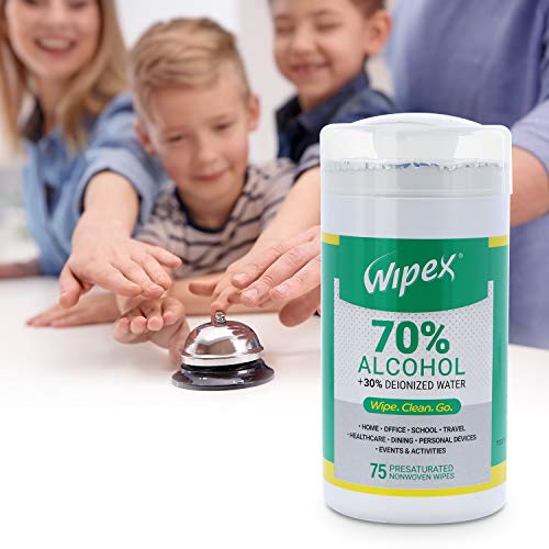 Wipex 70% Isopropyl Alcohol IPA Wipes 75ct Sealed Canister (3 pk, 225 Wipes)
