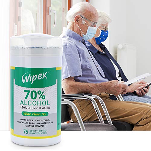 Wipex 70% Isopropyl Alcohol IPA Wipes 75ct Sealed Canister (3 pk, 225 Wipes)