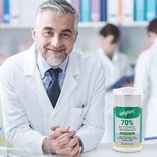 Wipex 70% Isopropyl Alcohol IPA Wipes 75ct Sealed Canister (3 pk, 225 Wipes)