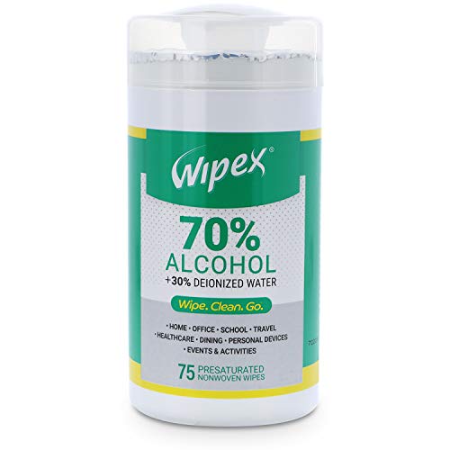 Wipex 70% Isopropyl Alcohol IPA Wipes 75ct Sealed Canister (3 pk, 225 Wipes)