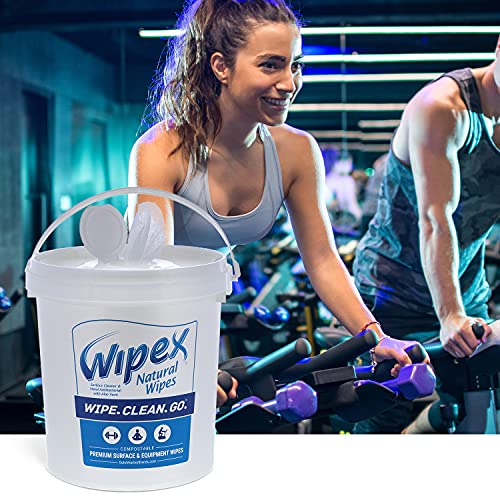 Wipex Gym & Fitness Cleaning Wipes, 400ct Dispensing Bucket with Sanitizing B...