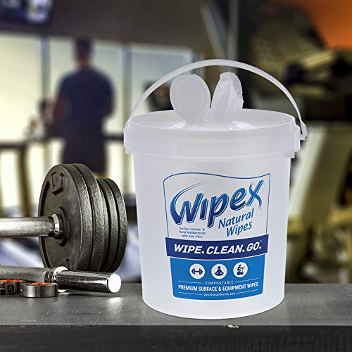 Wipex Gym & Fitness Cleaning Wipes, 400ct Dispensing Bucket with Sanitizing B...