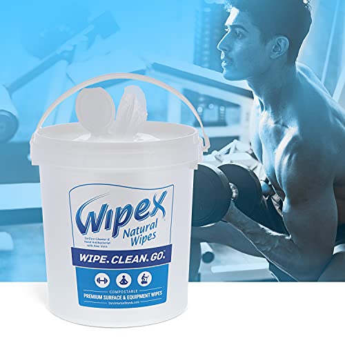 Wipex Gym & Fitness Cleaning Wipes, 400ct Dispensing Bucket with Sanitizing B...