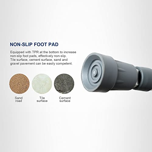 Foldable Axillary Crutch, Push Button Adjustable Height Crutches with Pads, T...