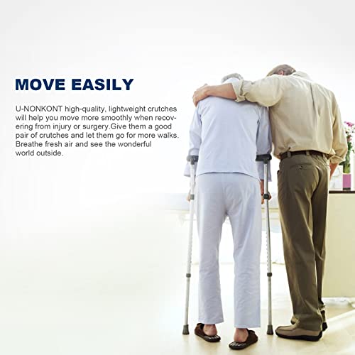 Foldable Axillary Crutch, Push Button Adjustable Height Crutches with Pads, T...