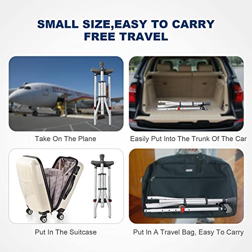 Foldable Axillary Crutch, Push Button Adjustable Height Crutches with Pads, T...