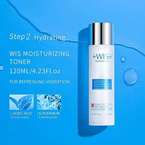 WIS Moisturizing 4-Piece Skin Care Set with Facial Cleanser, Toner, Lotion, C...