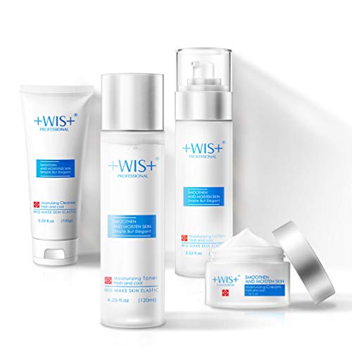 WIS Moisturizing 4-Piece Skin Care Set with Facial Cleanser, Toner, Lotion, C...