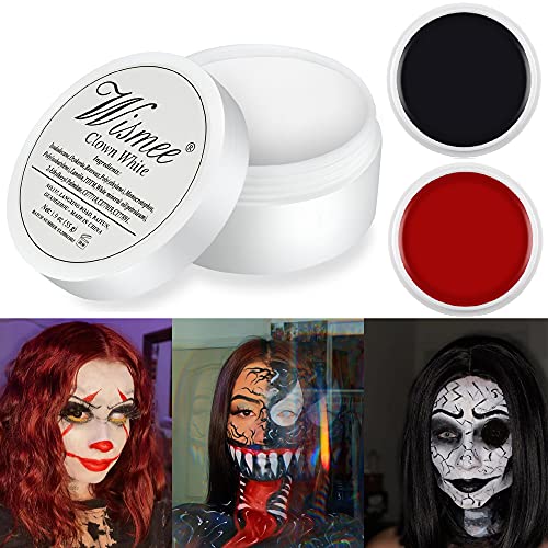 Wismee Clown Makeup Black White Red Cream Face Body Paint Clown Joker Zombie ...