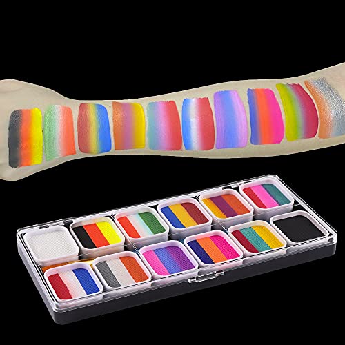 Wismee Rainbow Face Paint Kit Stroke Split Cake Face Body Paint Makeup Palett...