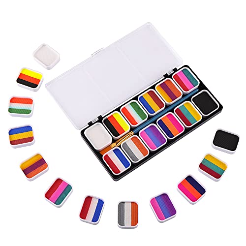 Wismee Rainbow Face Paint Kit Stroke Split Cake Face Body Paint Makeup Palett...