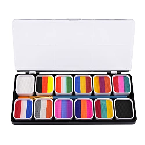 Wismee Rainbow Face Paint Kit Stroke Split Cake Face Body Paint Makeup Palett...