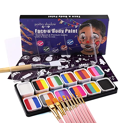 Wismee Rainbow Face Paint Kit Stroke Split Cake Face Body Paint Makeup Palett...