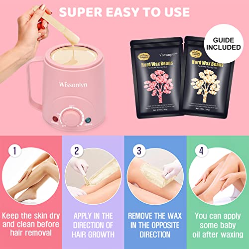 Waxing Kit for Women, Wax Kit for Hair Removal, Wissonlyn 200cc Mini Wax Warm...
