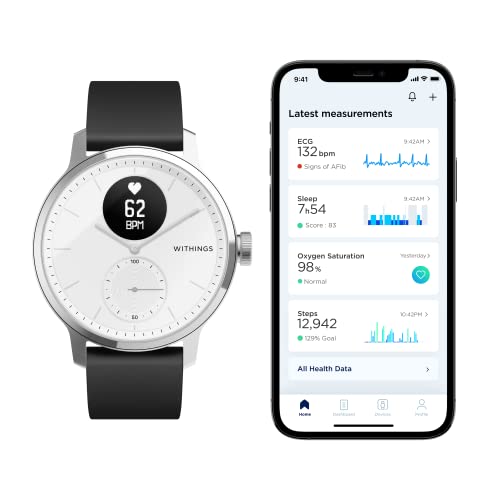 Withings ScanWatch - Hybrid Smartwatch with ECG, Heart Rate Sensor and Oximet...