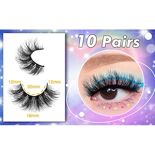 wiwoseo Eyelashes Natural Faux Mink Lashes Wispy Fluffy Curly 3D Effect Fake ...