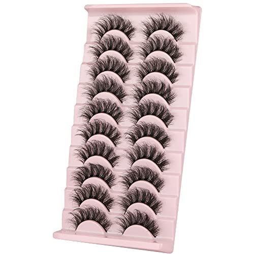 wiwoseo Eyelashes Natural Faux Mink Lashes Wispy Fluffy Curly 3D Effect Fake ...