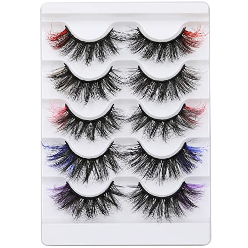 wiwoseo False Eyelashes Colorful Fluffy Wispy Faux Mink Lashes 18MM Valentine...