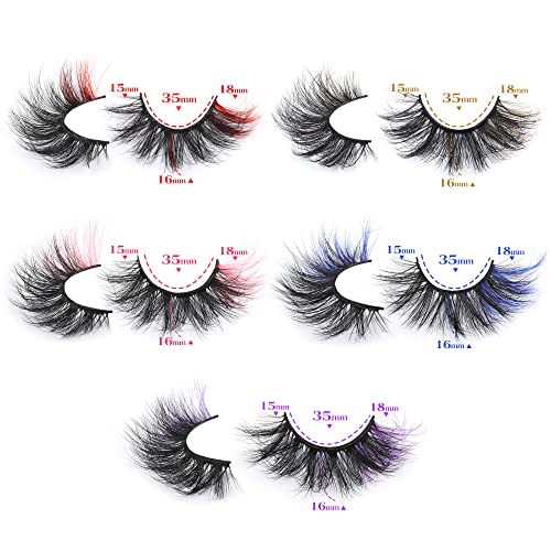 wiwoseo False Eyelashes Colorful Fluffy Wispy Faux Mink Lashes 18MM Valentine...