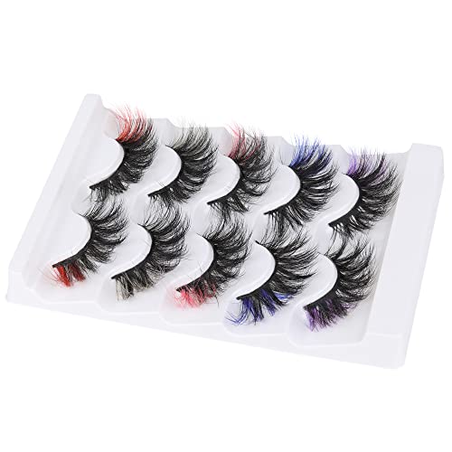 wiwoseo False Eyelashes Colorful Fluffy Wispy Faux Mink Lashes 18MM Valentine...
