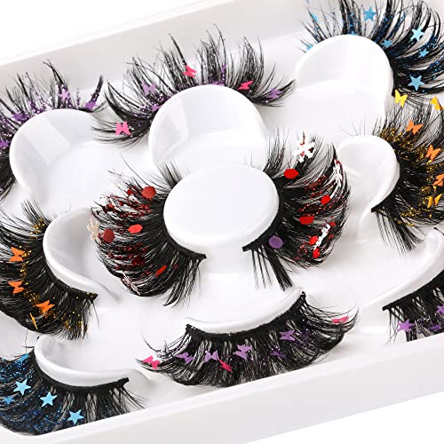 wiwoseo False Eyelashes Fluffy Wispy Faux Mink Lashes Valentines Festival Sty...