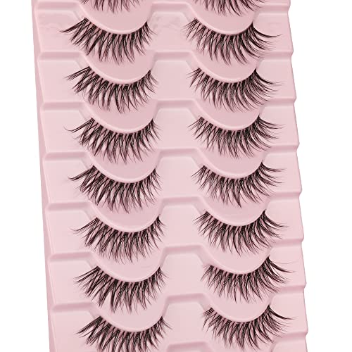 wiwoseo False Eyelashes Natural Lahes Wispy Russian Strip Lashes Clear band 1...