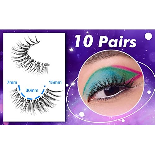 wiwoseo False Eyelashes Natural Lahes Wispy Russian Strip Lashes Clear band 1...