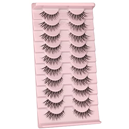 wiwoseo False Eyelashes Natural Lahes Wispy Russian Strip Lashes Clear band 1...