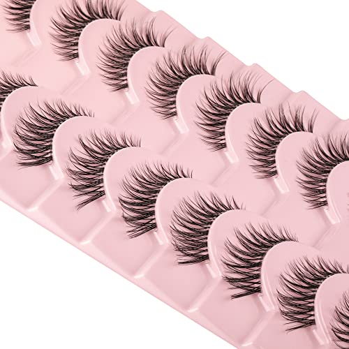 wiwoseo False Eyelashes Natural Lahes Wispy Russian Strip Lashes Clear band 1...