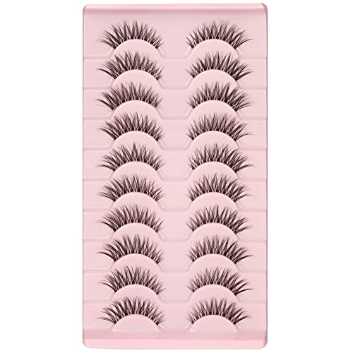 wiwoseo False Eyelashes Natural Lahes Wispy Russian Strip Lashes Clear band 1...