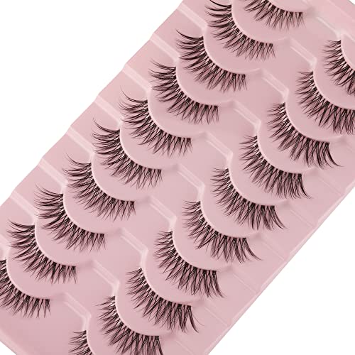 wiwoseo False Eyelashes Natural Lahes Wispy Russian Strip Lashes Clear band 1...