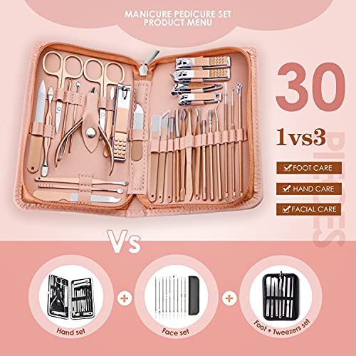 WOAMA 30-Piece Manicure Set Professional Nail Clipper Set Stainless Steel Man...