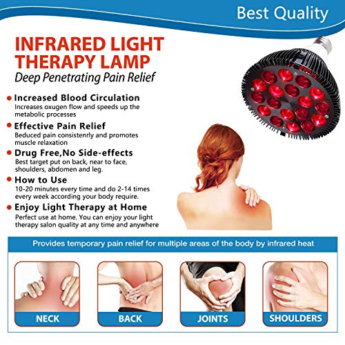 Wolezek Red Light Therapy, 18 LEDs Red Light Therapy Bulb with 660nm Red and ...