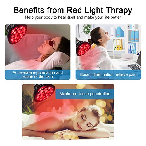 Wolezek Red Light Therapy Lamp with Lamp Holder, 660nm Red and 850nm Near Inf...