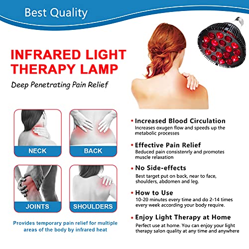 Wolezek Red Light Therapy Lamp with Lamp Holder, 660nm Red and 850nm Near Inf...