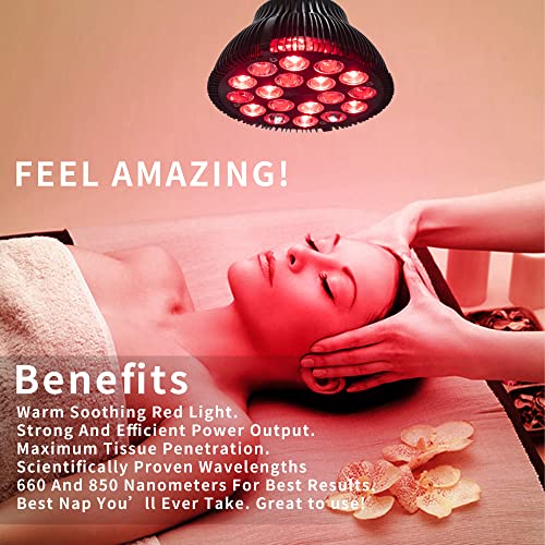 Wolezek Red Light Therapy Lamp with Lamp Holder, 660nm Red and 850nm Near Inf...