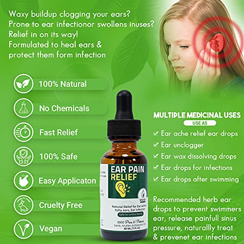 Ear Pain Relief, Relieves Ear Aches, Infections, Swimmer's Ear, Loosens Wax, ...