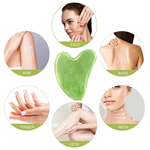 Jade Roller & Gua Sha Set, Wonderwin Jade Roller Gua Sha Board Massage Tool S...